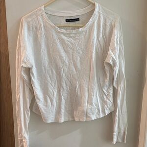 Abercrombie and Fitch White Long Sleeve Crop Tee
